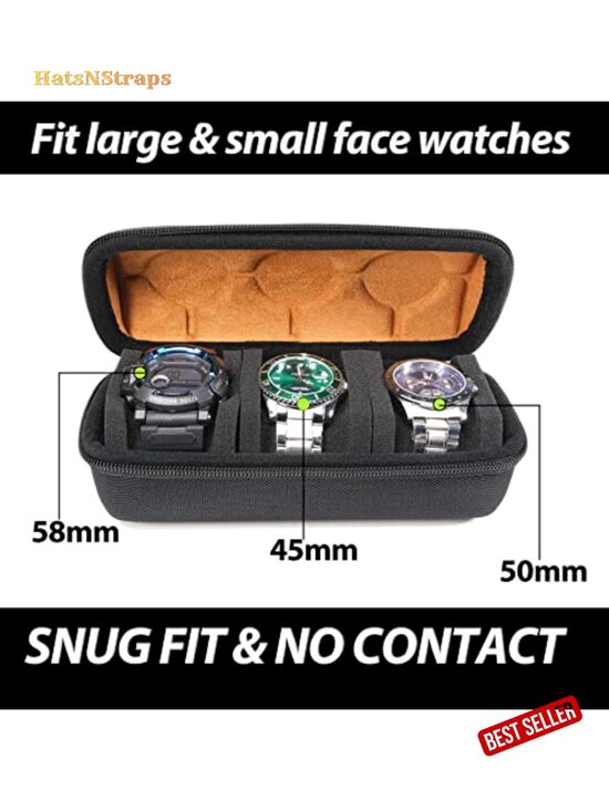 Hard Watch Case Travel Organizer for Men Women Microfiber Lining 3 Slots main image 6
